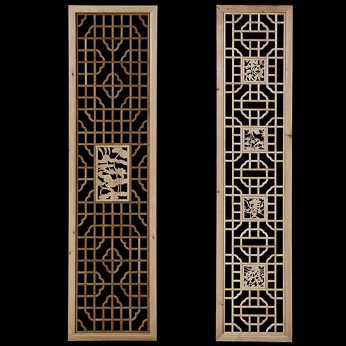 速发中式实木花格仿古门窗榆木花窗木格H雕花门Q隔断屏风悬吊式天