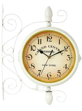 ?跨境货源欧式复古创意家居白色壁钟表double side clock双面挂