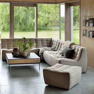 华夫格沙发比利时Ethnicraft/N701组合布艺沙发懒人模块转角沙发