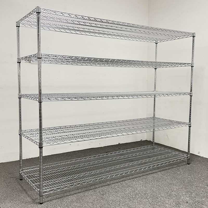 防静电车间库房多层金属镀铬线网货架带轮置物架家用不锈钢物料架