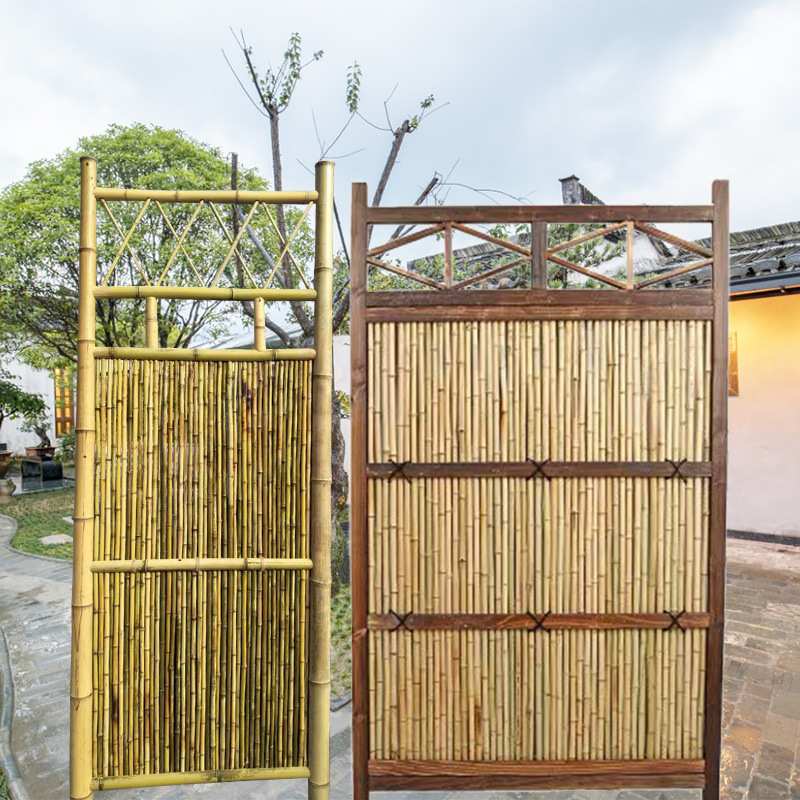 竹栅栏竹篱笆门围墙围栏花栏庭院竹子隔断挡墙竹门民宿日式竹屏风图片