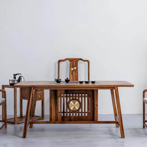 南美胡桃木实木原木茶桌茶台木筑心新中式简约现代茶几茶桌椅组合