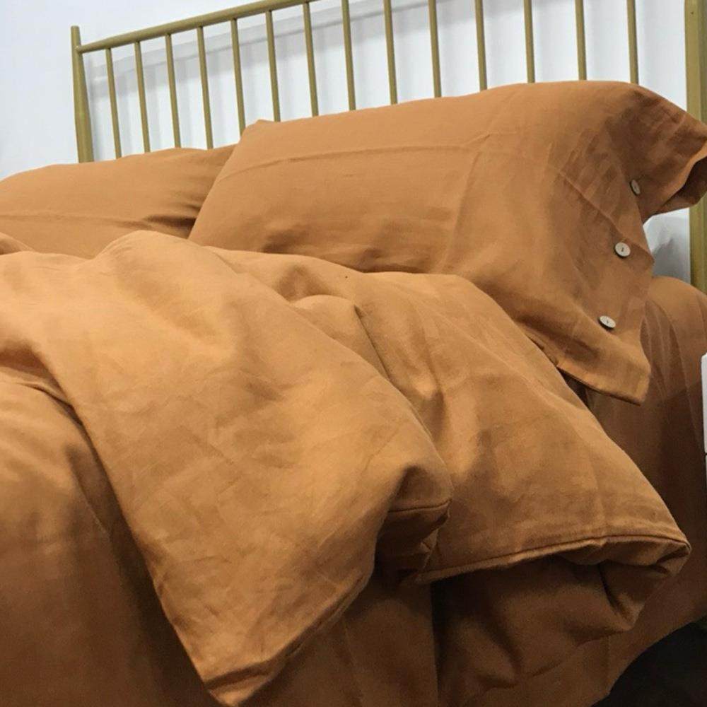 14支汉麻加密加厚重工水洗四件套素色汉麻亚麻床单被套