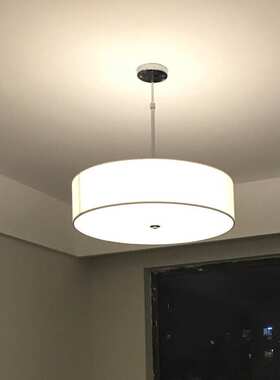 美式简约白色布艺吸顶灯现代圆形吊灯餐厅灯客厅卧室t034复古风