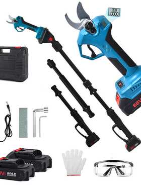 拼接电动高枝剪高空电动锯树神器电锯充电手提式数显果园剪刀蓝色