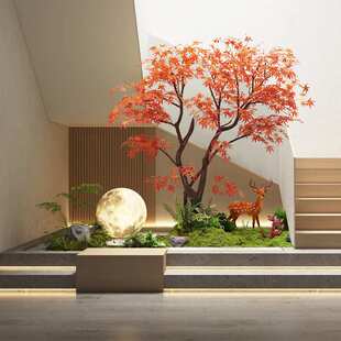 仿真红枫树鸡爪槭室内楼梯下景观装饰假树落地大型绿植摆件真树