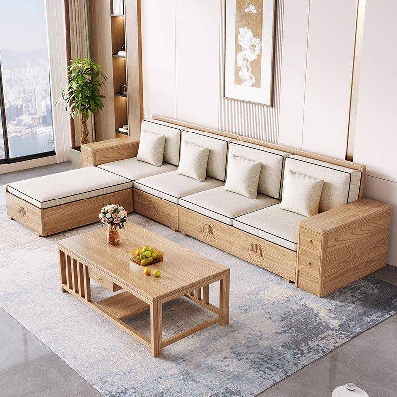 新款现代白蜡木实木沙发北欧沙发冬夏轻奢客厅极简大小户型家具