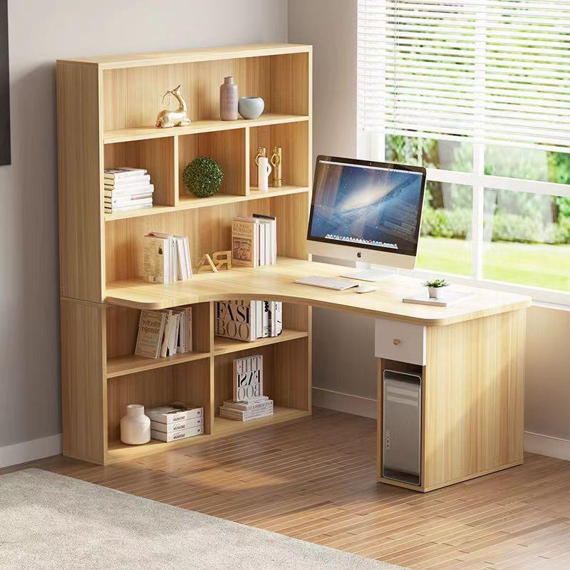 学生书桌转角台式电脑桌书架卧室简易一体组合拐角写字桌写字桌