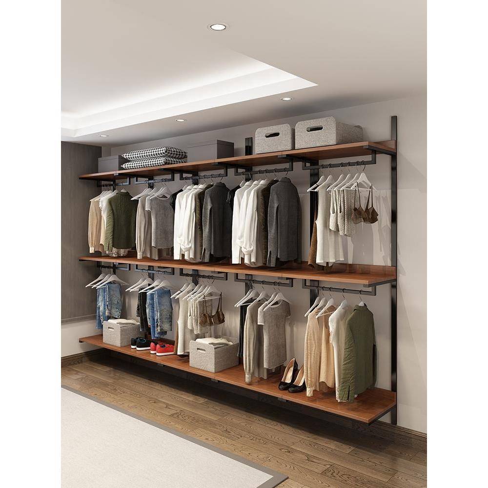 开放式衣柜铁艺衣帽间架子悬挂式金属置物架卧室上墙壁挂式挂衣架