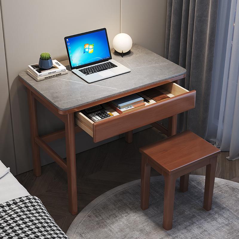 小户型60CM实木小书桌床边电脑桌0.7米岩板办公学习桌子岩板桌面