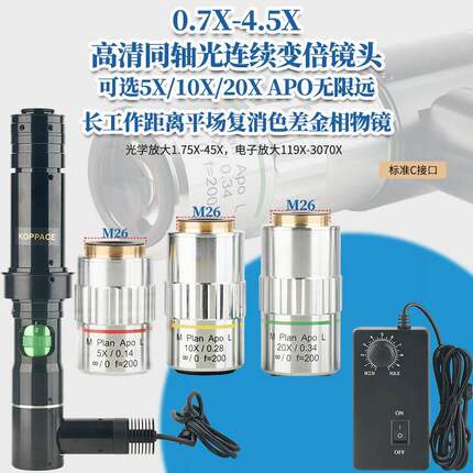 119X-3070X平场复消色差显微镜镜头观测液晶屏排线ITO芯片