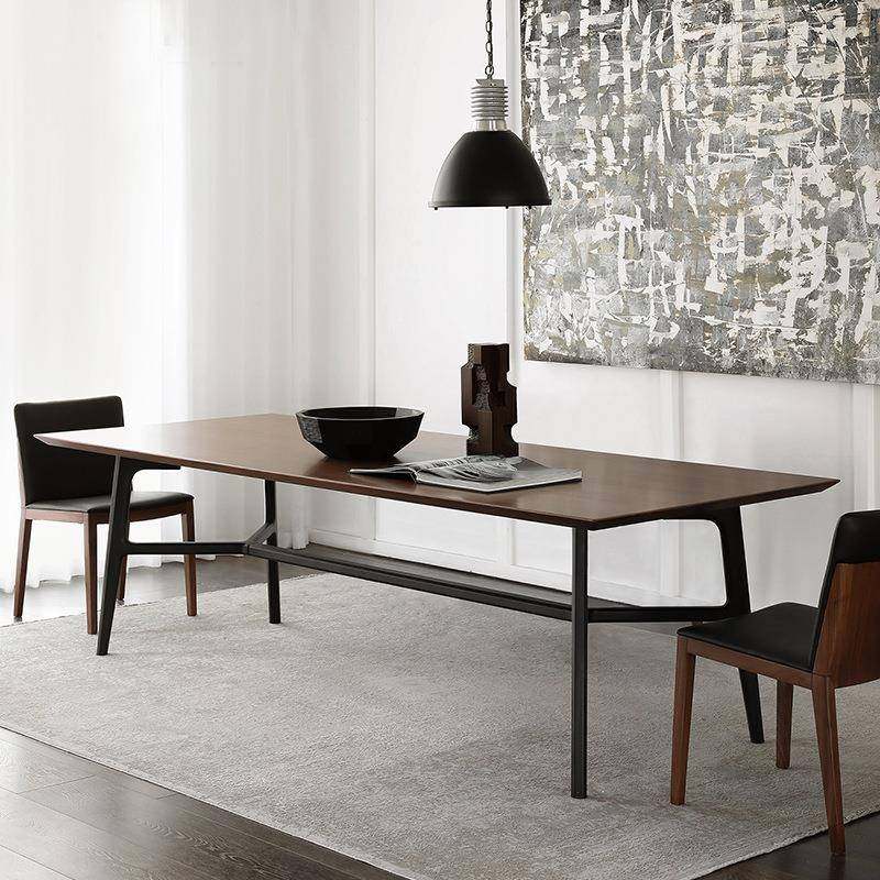 北美黑胡桃木轻奢现代意式一体两用全实木复古简约大板桌餐桌