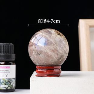 天然蓝月光石水晶球月光石拉长石原石打磨七星阵风水球家居摆件