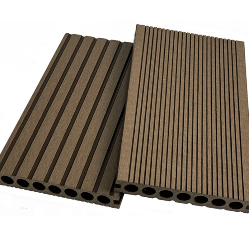 塑木地板户外木塑地板别墅庭w院圆孔防滑地板公园栈道地板防腐防