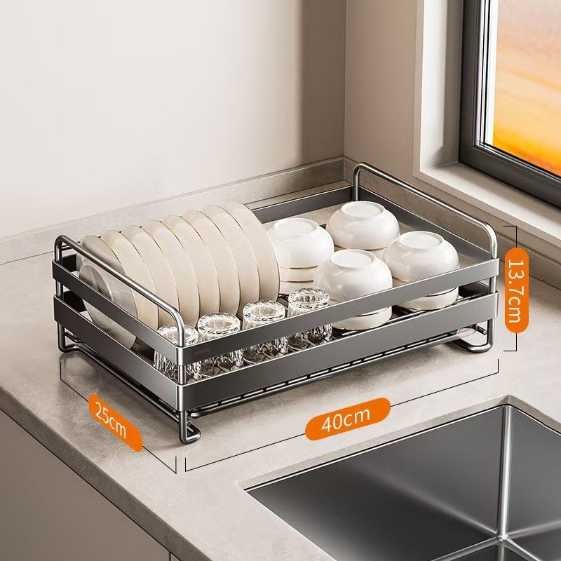 304不锈钢沥水碗碟架台面u碗盘收纳架厨房置物架水池旁放碗放筷架