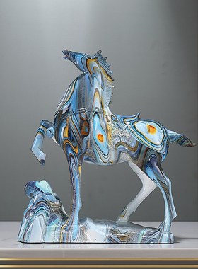 马到成功摆件招财客厅酒柜轻奢z高档办公室玄关装饰品乔迁开业礼