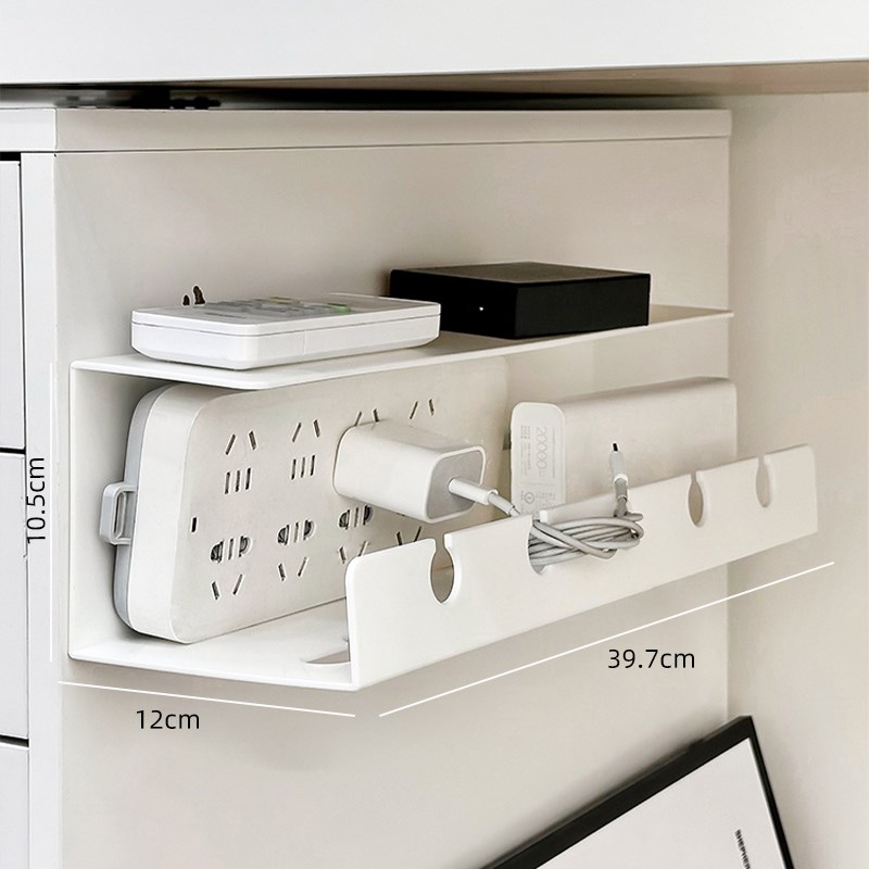 理线器办公桌下理l线架槽盒免打孔电线整理神器插排插板收纳固定