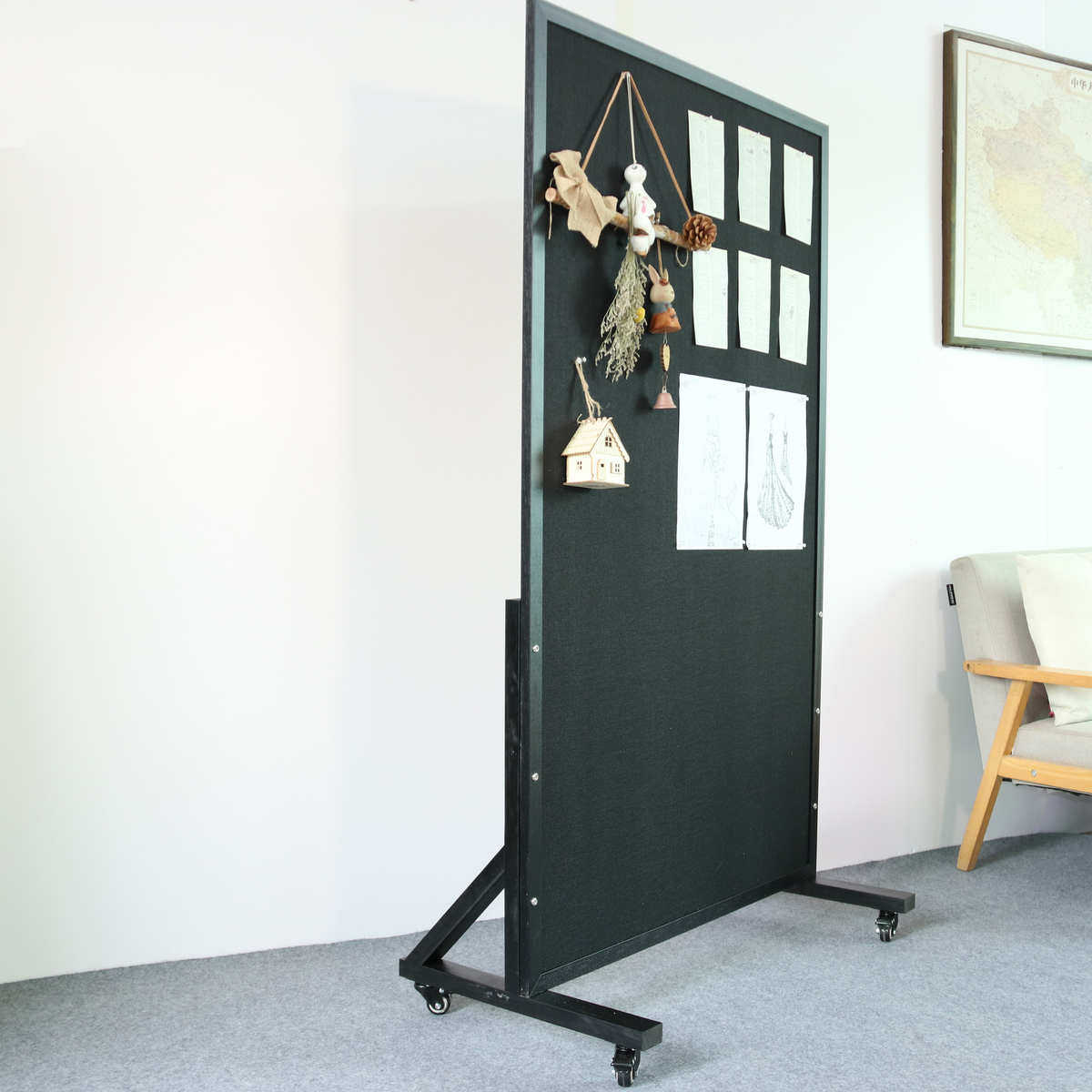 板公告架式e定制移动展板毛毡墙板框陈列照片背景宣传栏毛毡支留