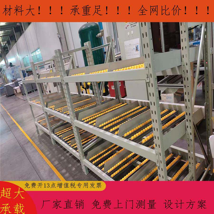 胶框螺丝产品专用滑轮式流利式货架式流利条式货架先进先出货架