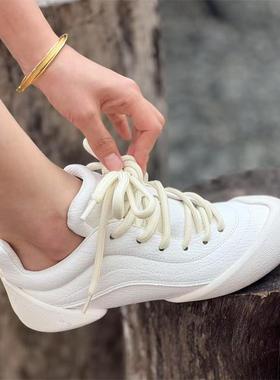 牛皮版小白鞋厚底系带情侣款德训鞋25秋冬裂纹真皮Flexion运动鞋