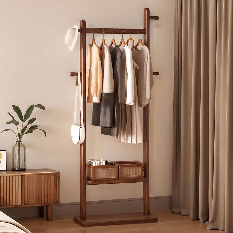 多功能实木挂衣架家用落地衣帽架简易组装可移动小户型收纳神器
