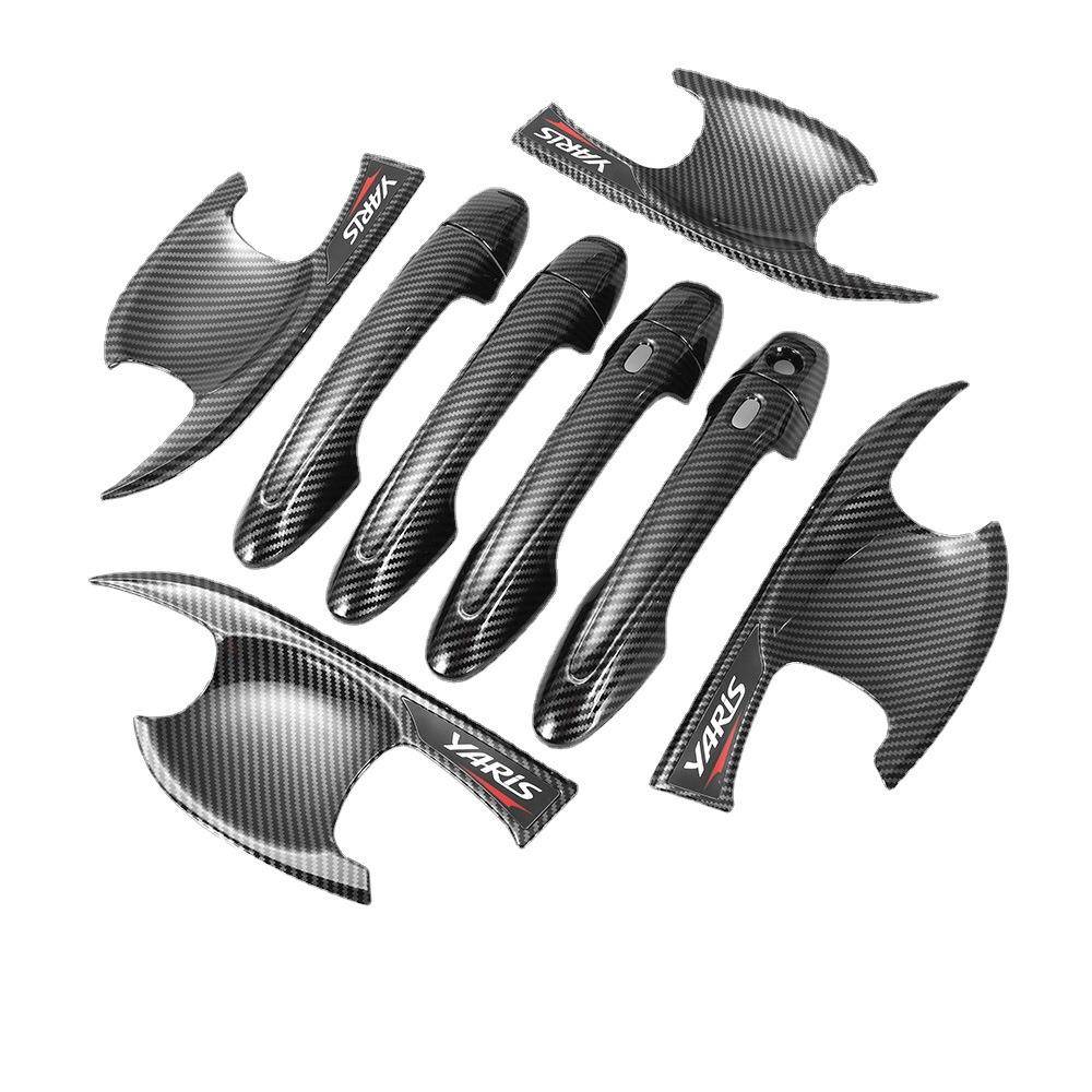 适用于19-22款海外版vios新威驰yaris拉手门碗碳纤纹车门把手套贴