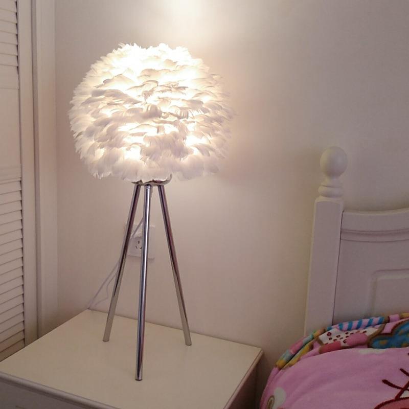 展厅婚庆简约时尚温馨客厅卧室主播灯遥控羽毛欧式灯床头客房台灯