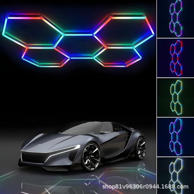 rgb蜂窝吊灯防水绚彩氛围灯日光灯汽车4S宽压吊线led洗车灯