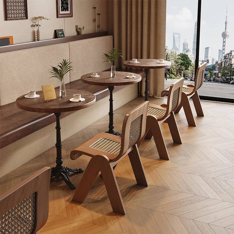 中古C椅法式轻奢设计师家用餐桌椅藤编休闲复古卧室创意化妆椅子