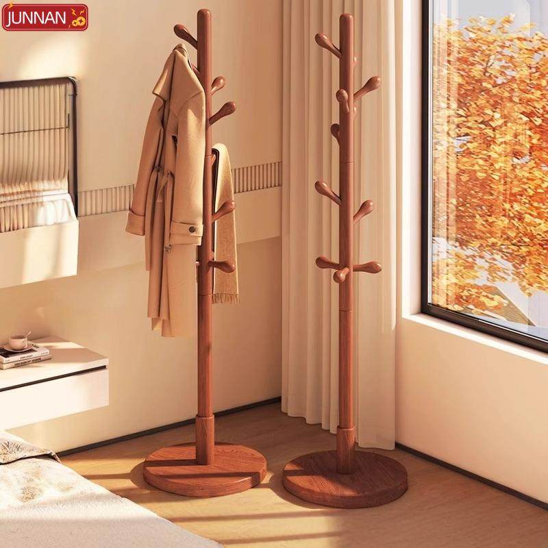 简易实木衣架加粗轻奢挂衣架落地可移动收纳晾衣架结实耐用衣帽架
