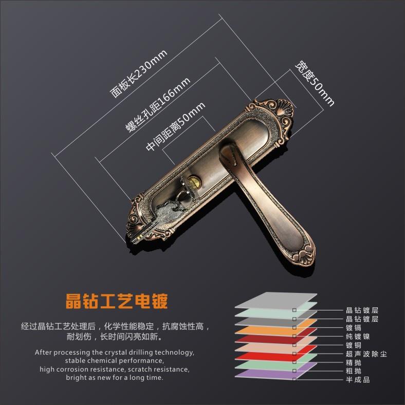 【折扣价】欧式红古铜执手锁具室内卧室静音耐用型房间木门锁面板