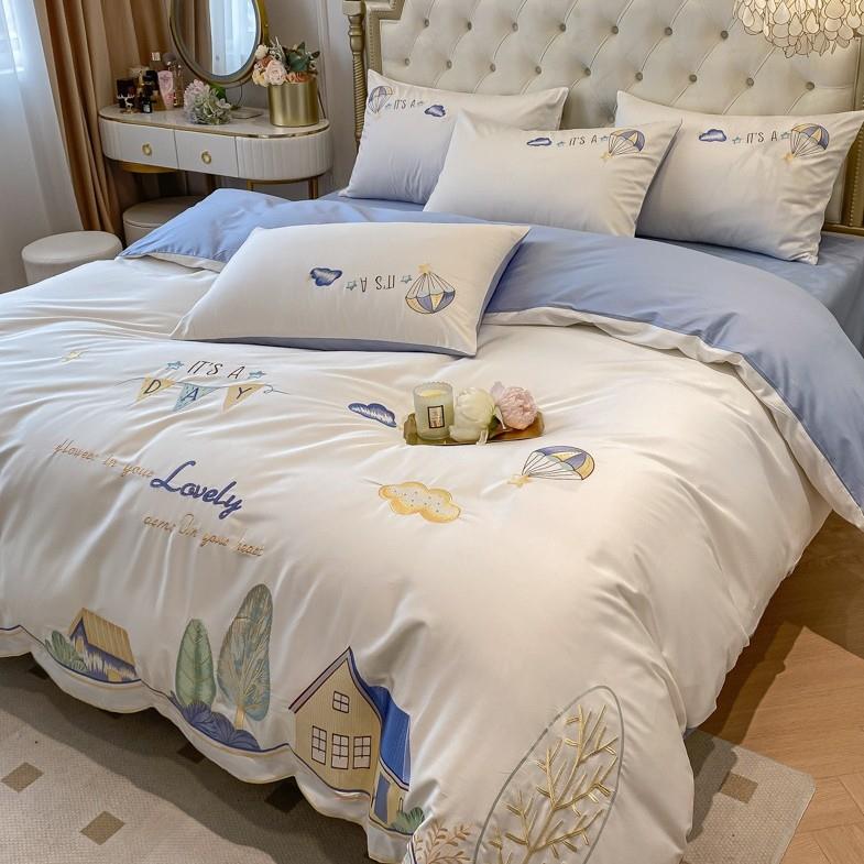 【折扣价】童话镇100支全棉四件套刺绣被套纯棉可爱男孩床笠款南