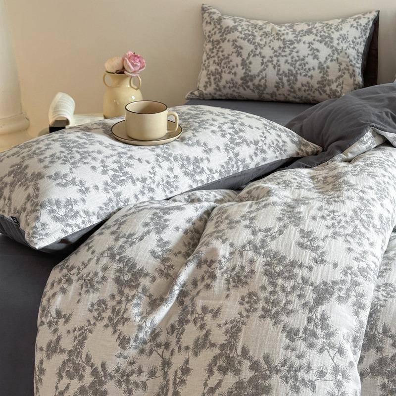 【折扣价】A类母婴级60支全棉三层纱提花四件套纯棉被套床单床笠