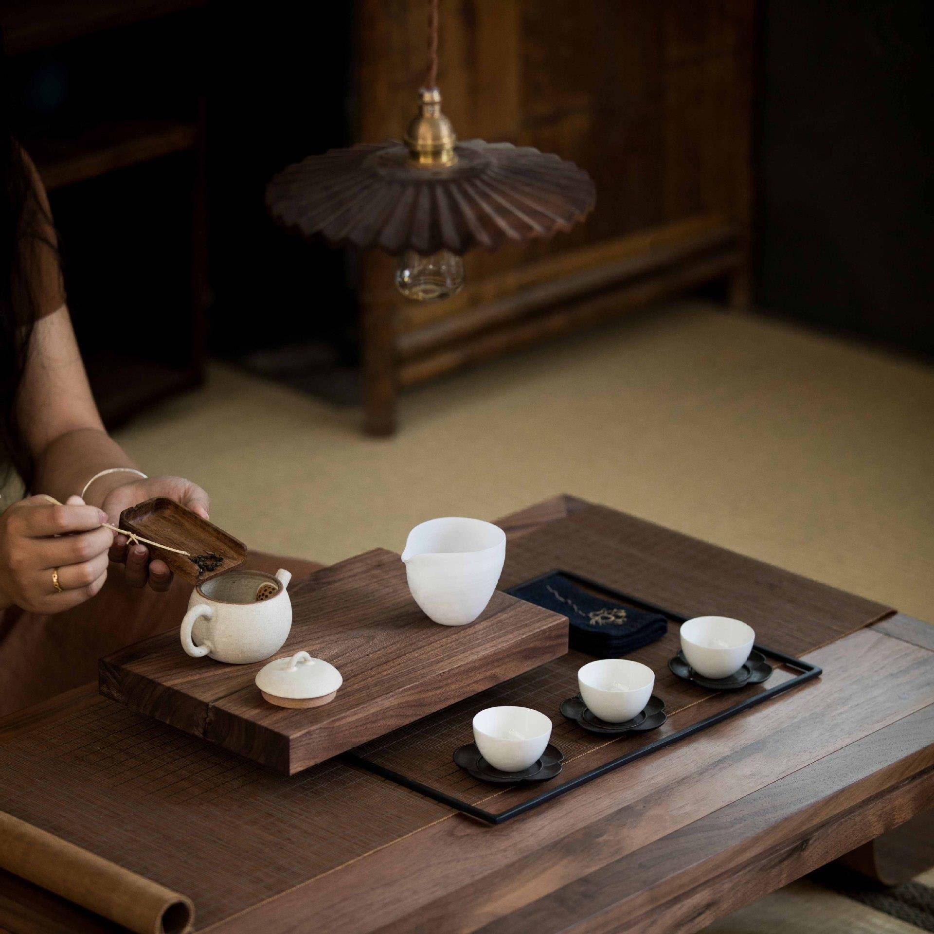 【折扣价】日式铁艺黑胡桃木组合壶承干泡台小茶盘茶台茶室摆件茶