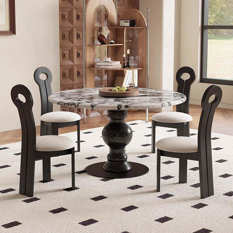 【折扣价】法式复古宝格大理石圆桌2025新款奶油风简约轻奢奢石高