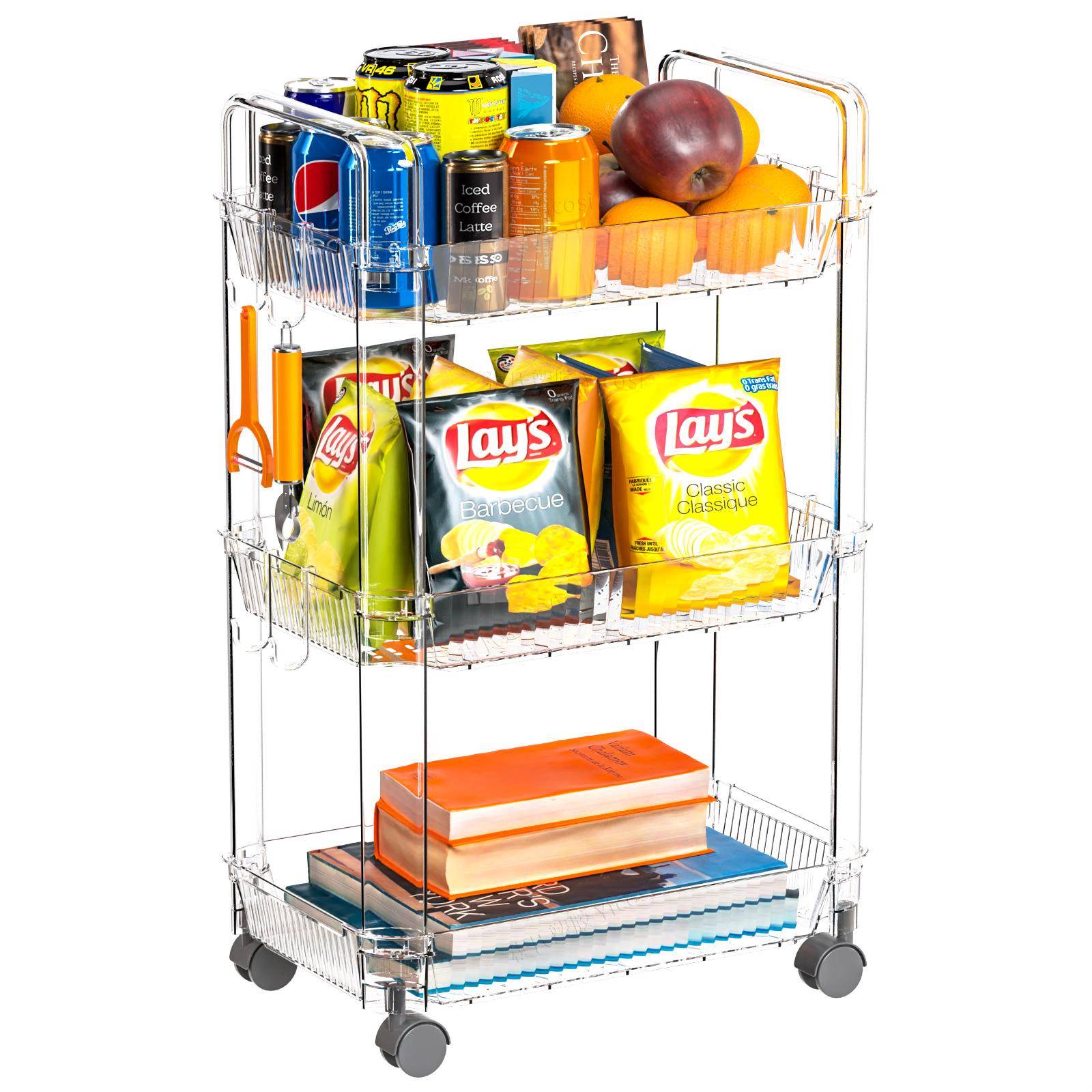 【折扣价】家具小推车置物架矩形落地多层可移动带轮储藏室杂物家