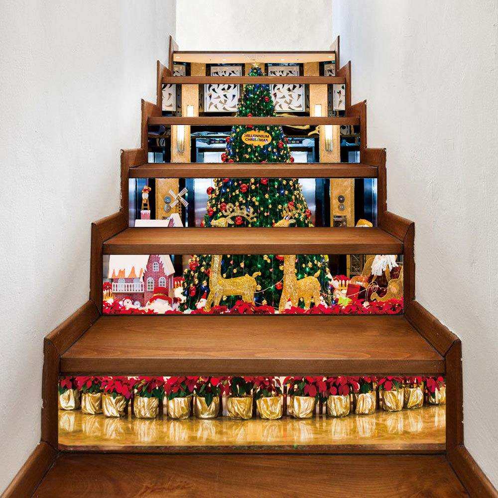 SLT021商场圣诞树圣诞3D仿真楼梯贴防水时尚创意台阶装饰墙贴家居