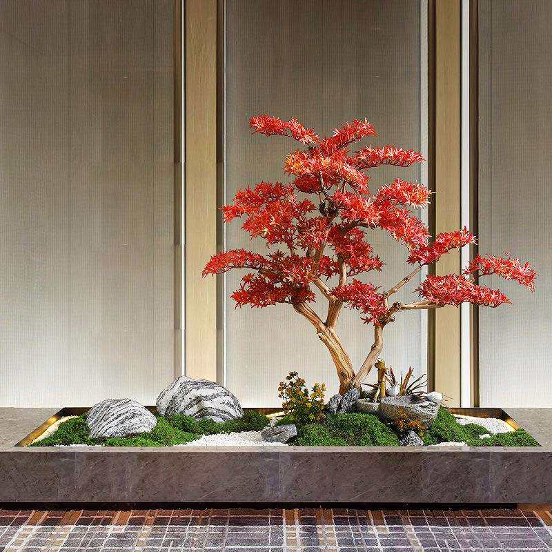 仿真红枫树景观室内外迎客松摆件橱窗装饰金高端轻奢大型绿植造景