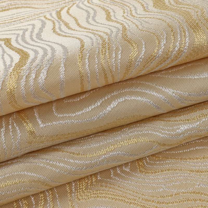 高精密遮光窗帘提花抽象线条面料 沙发垫抱枕金丝线波浪纹布料