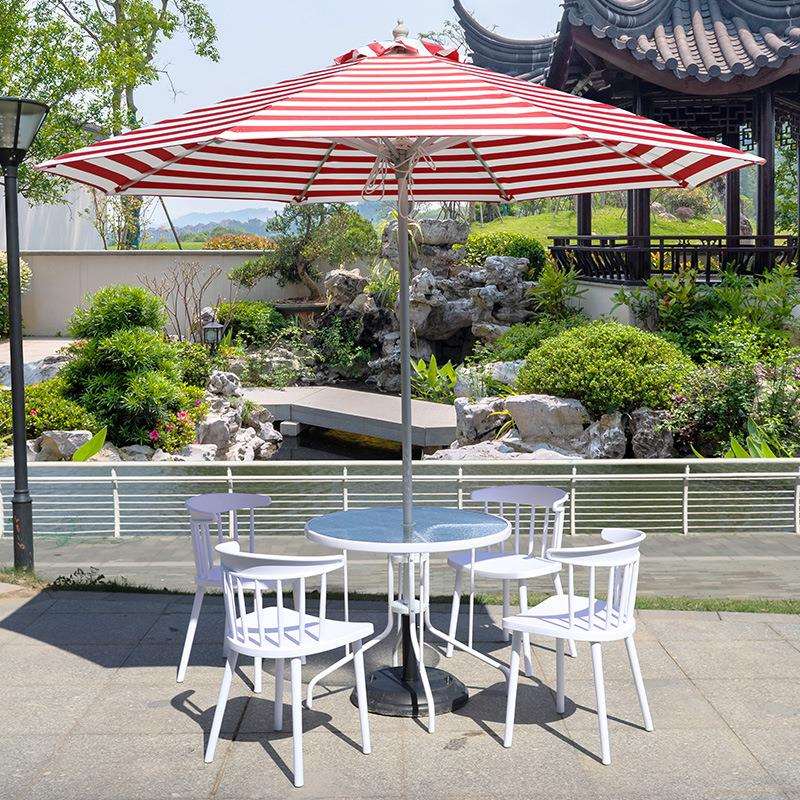 户外伞铝合金中柱伞圆形别墅咖啡厅遮阳伞阳台花园庭院桌椅太阳伞