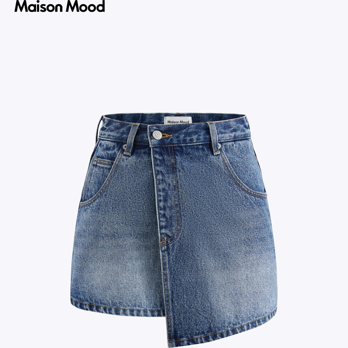 Maison Mood25年秋冬新款复古牛仔半身裙女纯棉设计时髦感短裙子