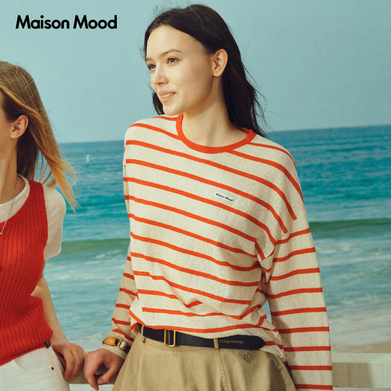MaisonMood条纹针织长袖t恤