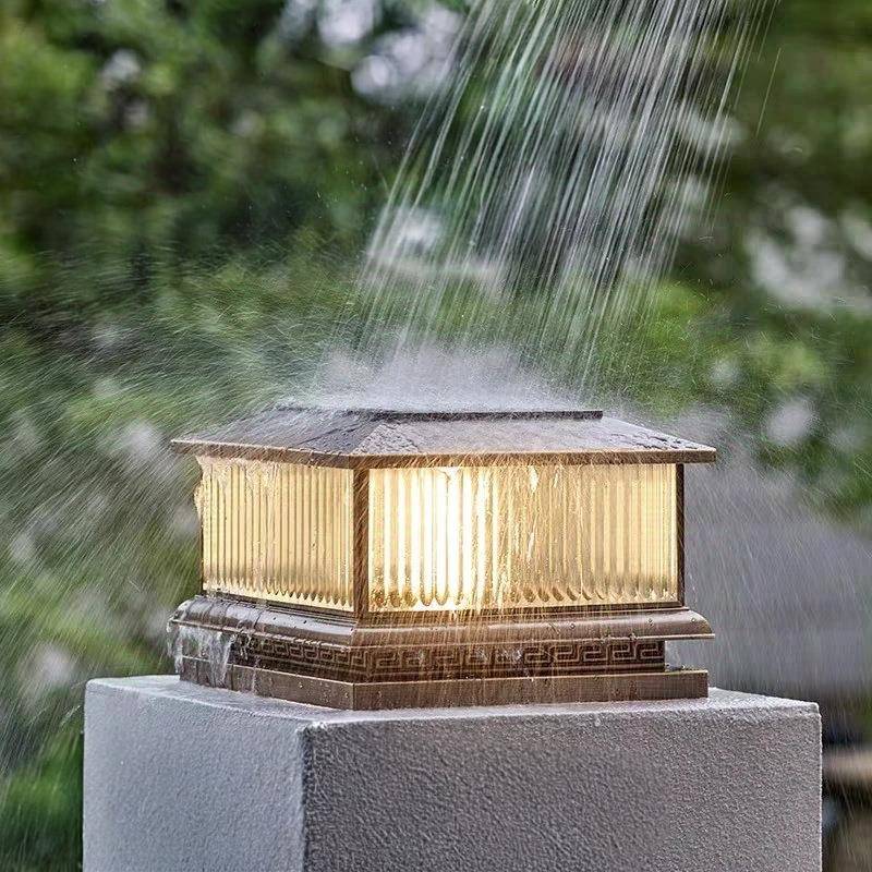 【折扣价】全铜大门灯户外别墅院子门柱灯农村大门口太阳能柱子灯