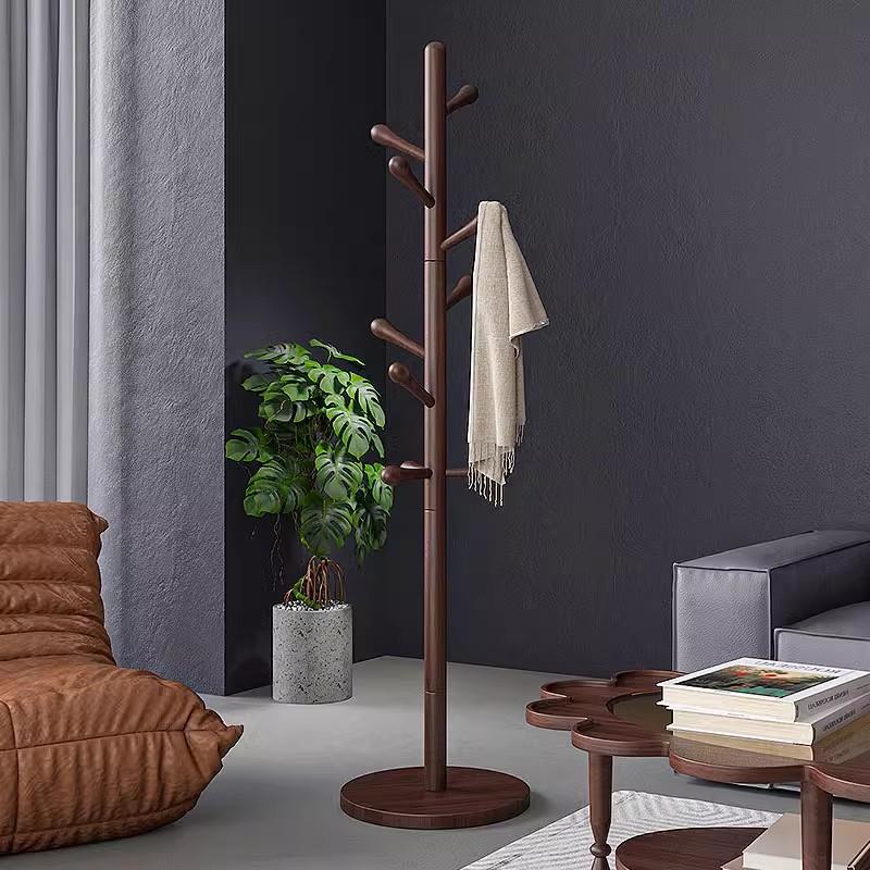 【折扣价】实木卧室落地一体挂衣架简易转角挂衣架立式衣帽架家用