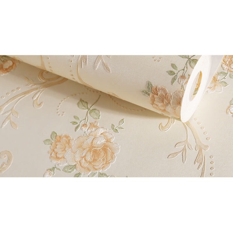 新款田园欧式加厚4D无纺布墙纸浮雕花色温馨N卧室客厅背景墙壁纸