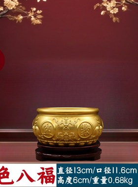 纯铜聚宝盆摆件招财聚财家用w实心存钱罐黄铜米缸公司店铺开业礼