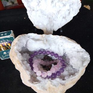 洞精品簇磁水晶洞聚宝盆小摆件原石蓝白收藏消天然紫水晶玛瑙