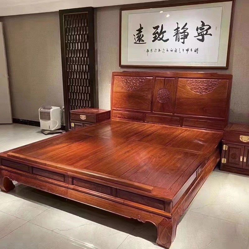 刺猬紫檀家具红木大床1.8米现代新F中式花梨木床全实木双人结婚床