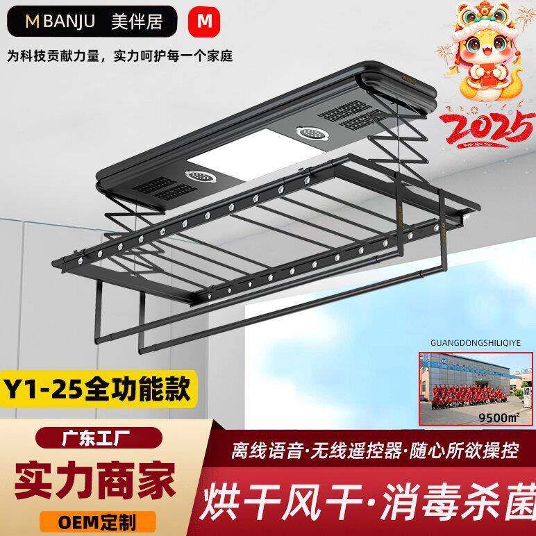 新款智能遥控升降电动晾衣架语音控制自动晾衣机家用凉衣架厂家