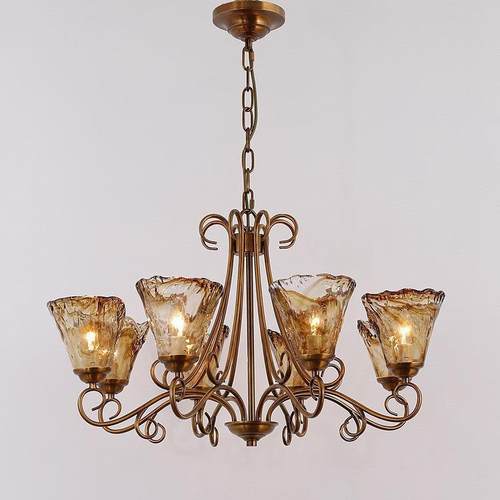 美式全铜客厅灯乡村复古法式大气吊灯枝型别墅餐厅玻璃客厅吊灯